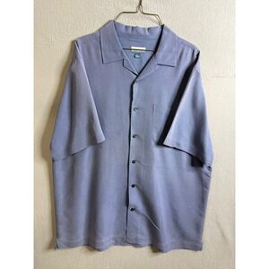 Breakwater Button Up Men's Large Shirt Short‎ Sleeve Blue Casual